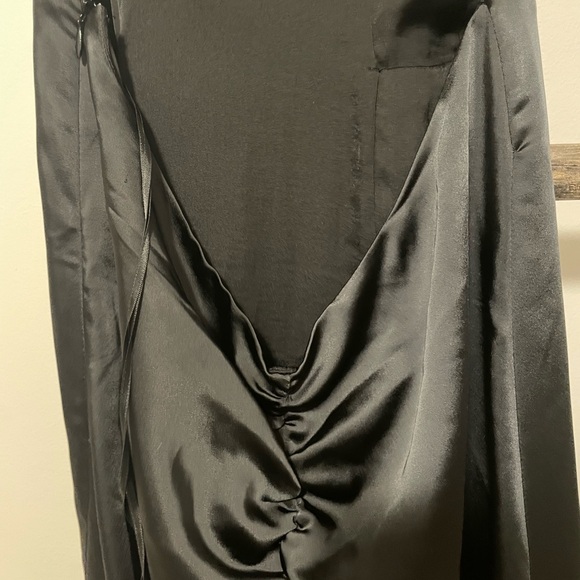 Free People Black V-Neck Open Back Satin Maxi Slip Dress - Picture 6 of 10